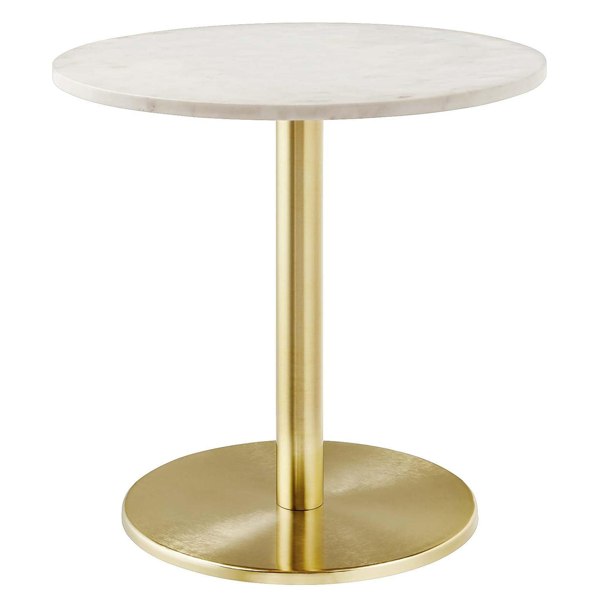 EEI-6609-BRA-WHI Viva Round White Marble Side Table, Brass White