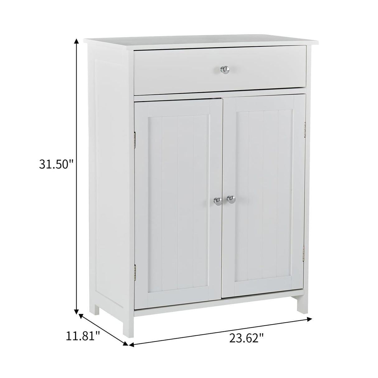 Storage Cabinet with Drawer,White Floor Bathroom Cabinets with Doors and Adjustable Shelf,