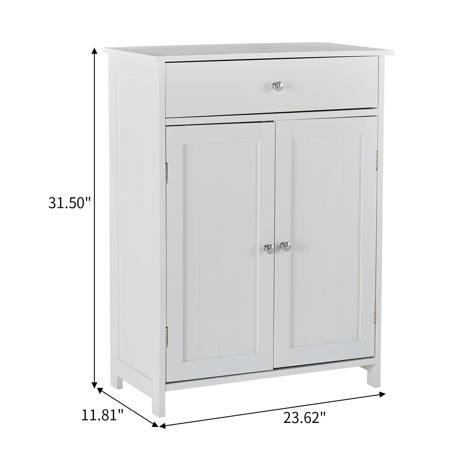 Storage Cabinet with Drawer,White Floor Bathroom Cabinets with Doors and Adjustable Shelf,