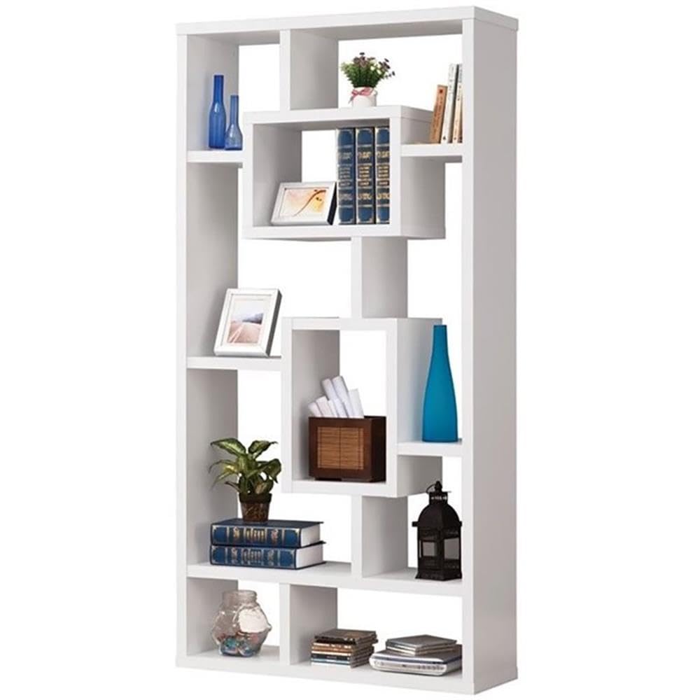 BOWERY HILL Modern Ssymmetrical Geometric Cube Bookcase in White