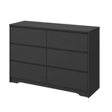 Modern 6 Drawer Double Dresser, Wood Wide 6 Chest of Drawers