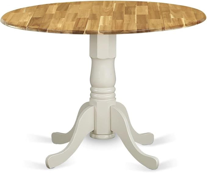 DMT-WLW-TP Dublin Modern Kitchen Table - a Round Dining Table Top with Dropleaf & Pedestal Base,