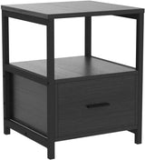 Nightstand Set of 2, Modern Square End Side Table, Night Stands with Drawer and Storage