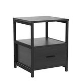 Nightstand Set of 2, Modern Square End Side Table, Night Stands with Drawer and Storage