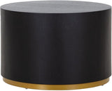 Classic Drum-Shape Living Room Table Contemporary Round Coffee Table End Table Black Wood Small Coffee Side