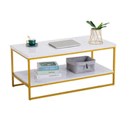 Faux Marble Gold Coffee Table, 41.7" Marble Coffee Table