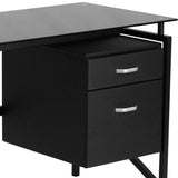 Singleton Glass Desk with Two Drawer Pedestal,Black