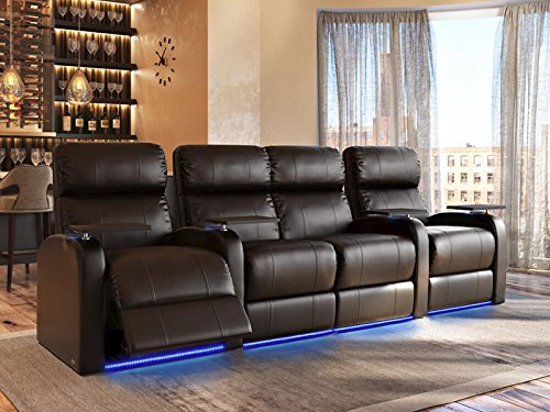 Diesel XS950 Theater Seats Brown Top-Grain Leather - Power Recline - Space Saver