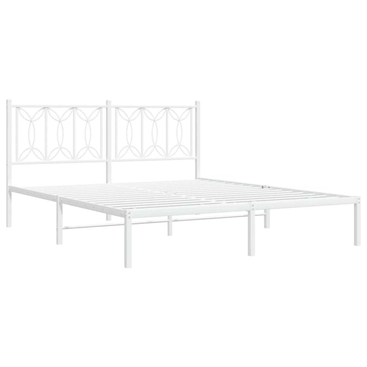 Tidyard Metal Bed Frame Without Mattress with Headboard White 59.1 x 78.7 Inch Platform Bed Frame, Easy Assembly Mattress Foundation for Bedroom Dorm Guest Room Style K
