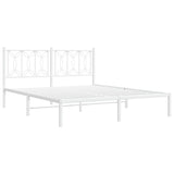 Tidyard Metal Bed Frame Without Mattress with Headboard White 59.1 x 78.7 Inch Platform Bed Frame, Easy Assembly Mattress Foundation for Bedroom Dorm Guest Room Style K