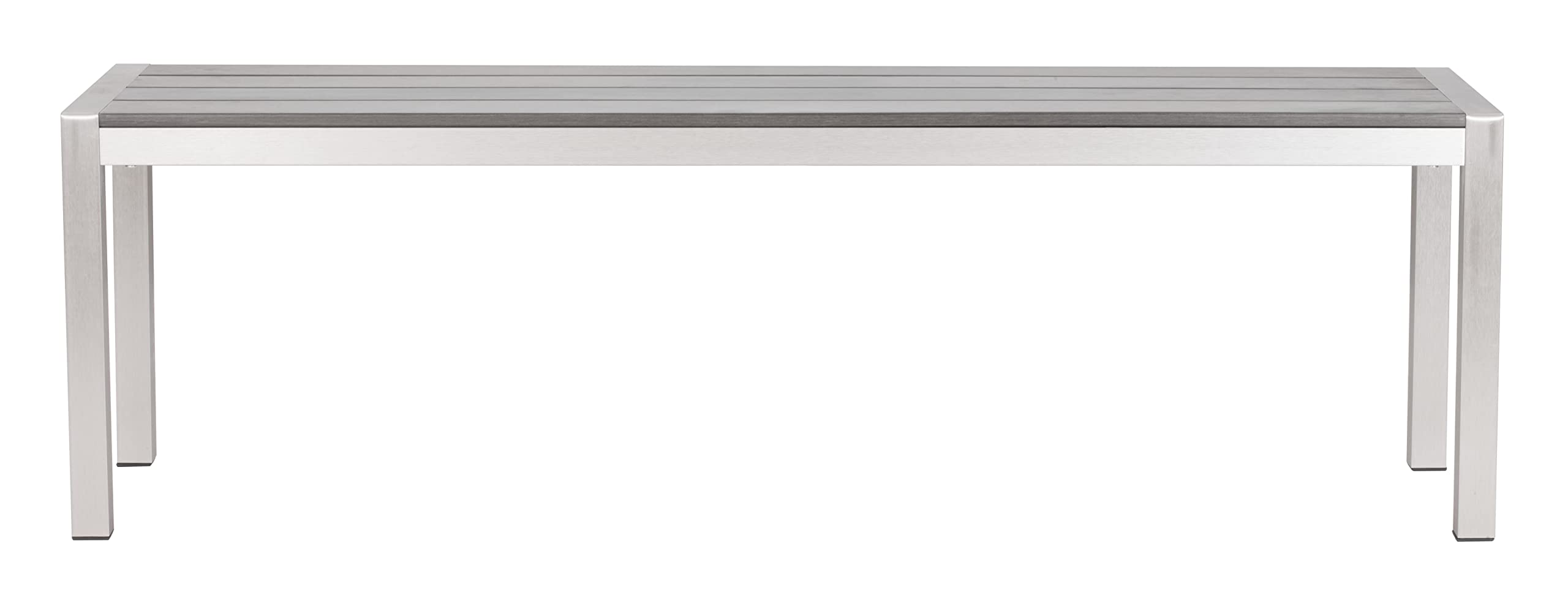 Outdoor Metropolitan Bench Chair, Brushed Aluminum