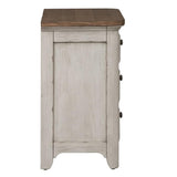 Farmhouse Reimagined White 3 Drawer Night Stand w/Charging Station