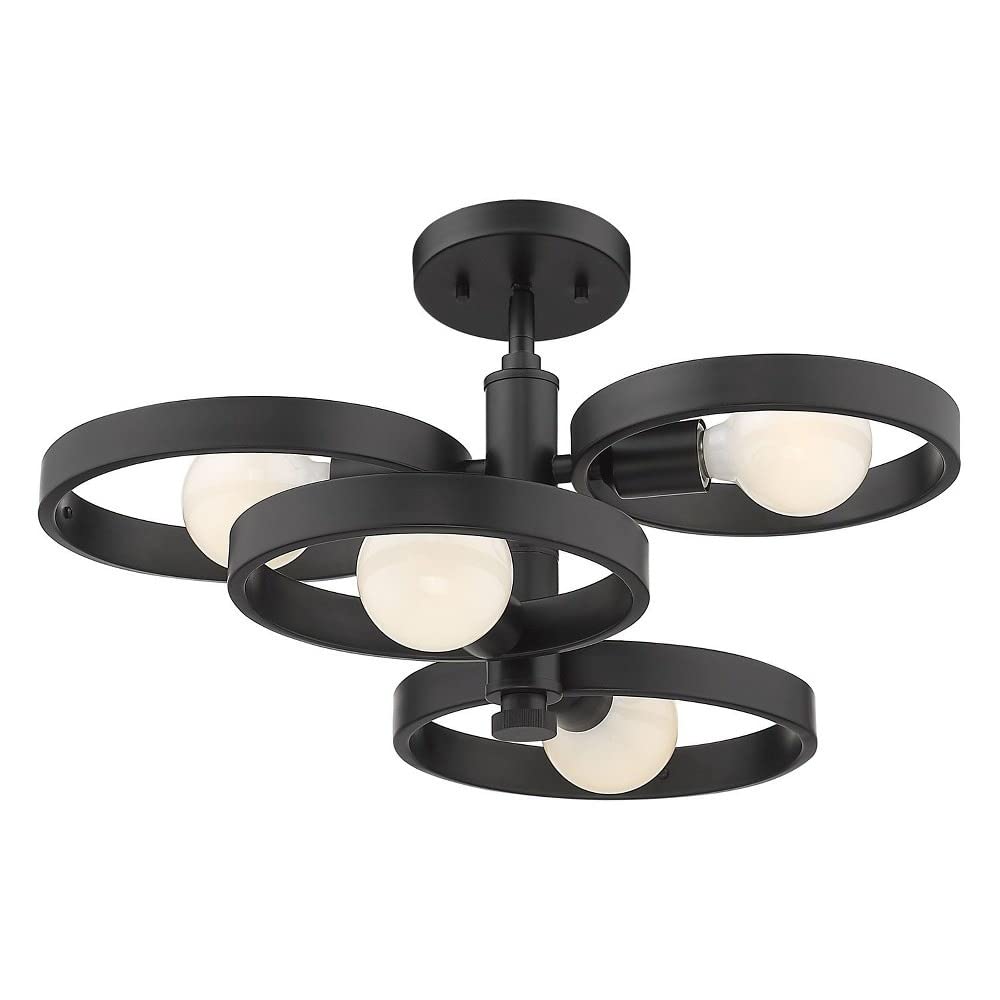 8330-4SF BLK Sloane Semi-Flush, Matte Black with Four Rings