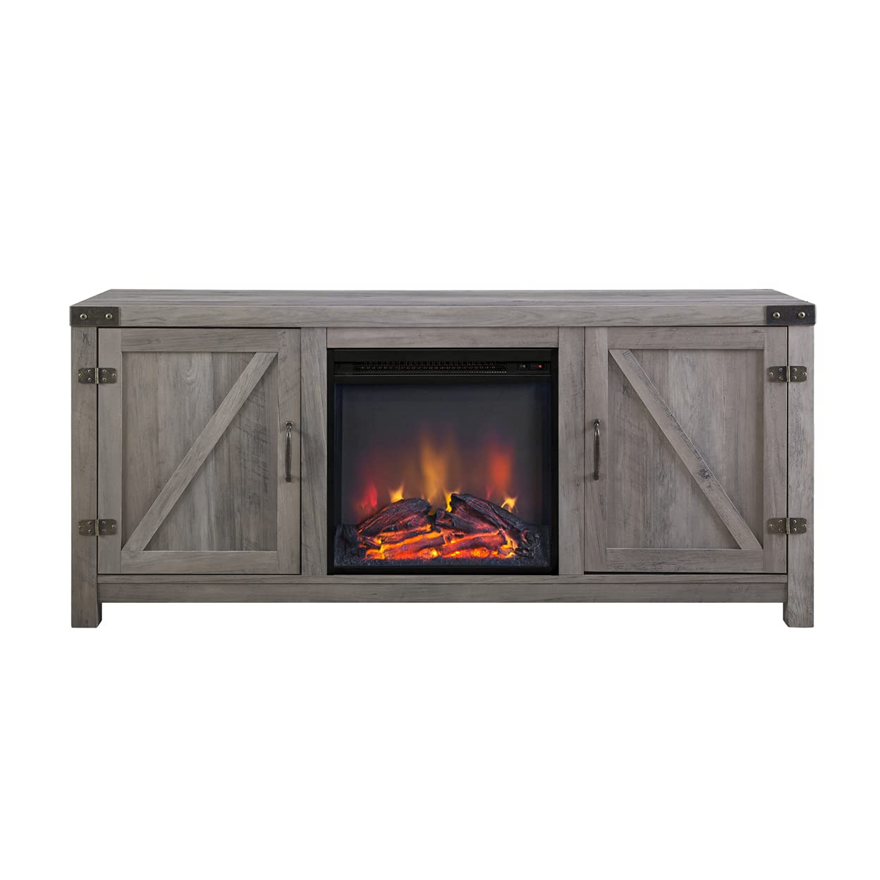 Georgetown Modern Farmhouse Double Barn Door Fireplace TV Stand for TVs up to 65