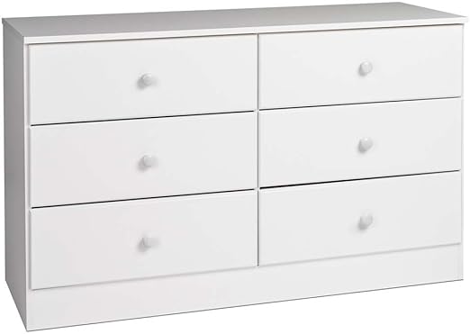 Astrid 6 Drawer Double Dresser For Bedroom,  Black