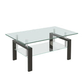 Tempered Glass Coffee Table with Metal Legs Modern Small Coffee Tables for Livingroom