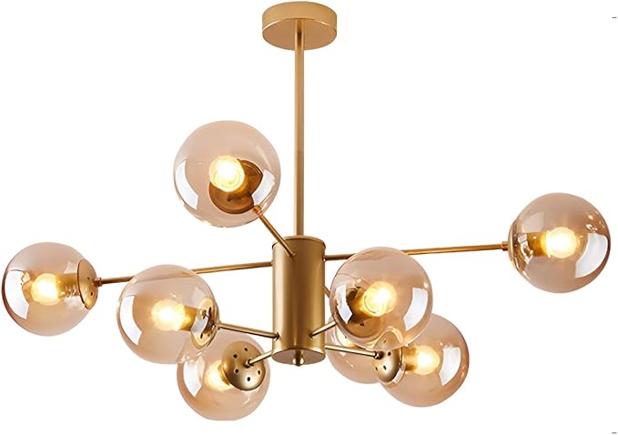 Glass Globe Chandelier Mid Century Modern Pendant Lights Black Ceiling Hanging Light