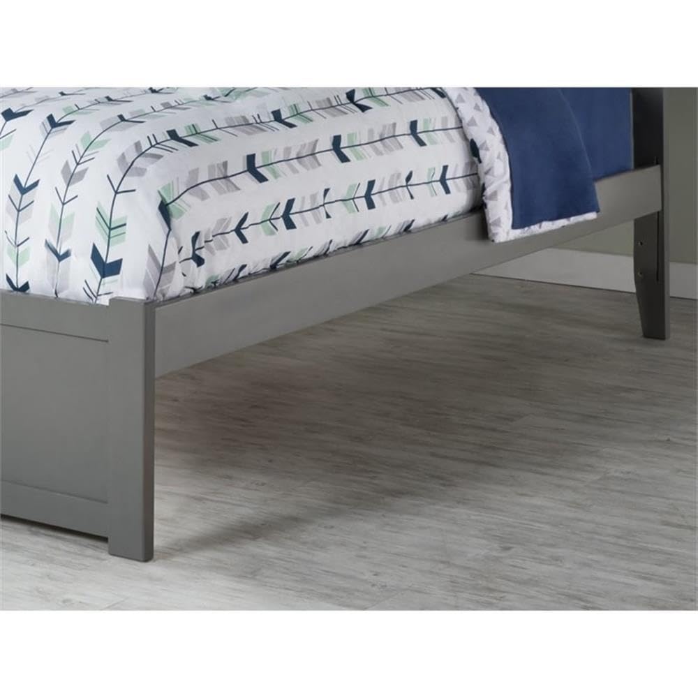 BOWERY HILL Twin XL Solid Wood Bed with Twin XL Trundle in Grey