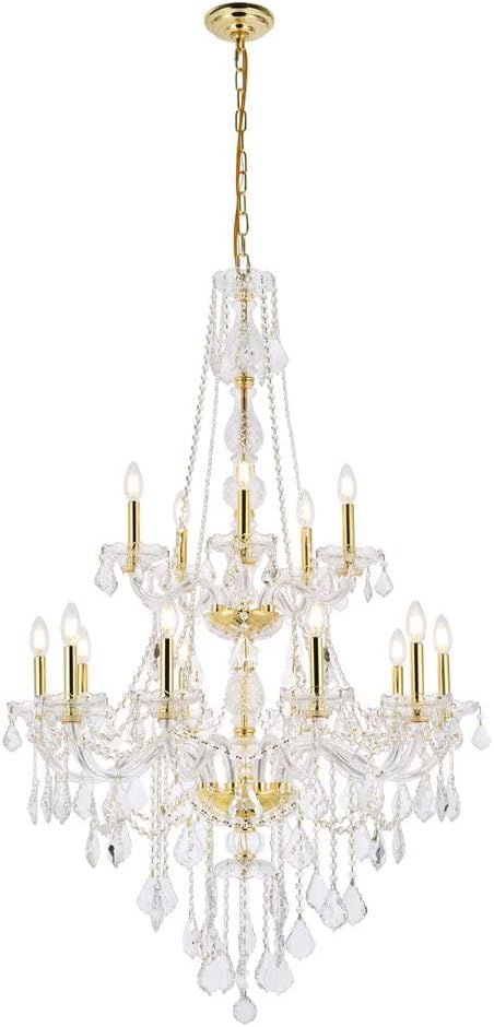 7815G33G/EC Cut Clear Crystal Verona 15-Light, Two-Tier Crystal Chandelier