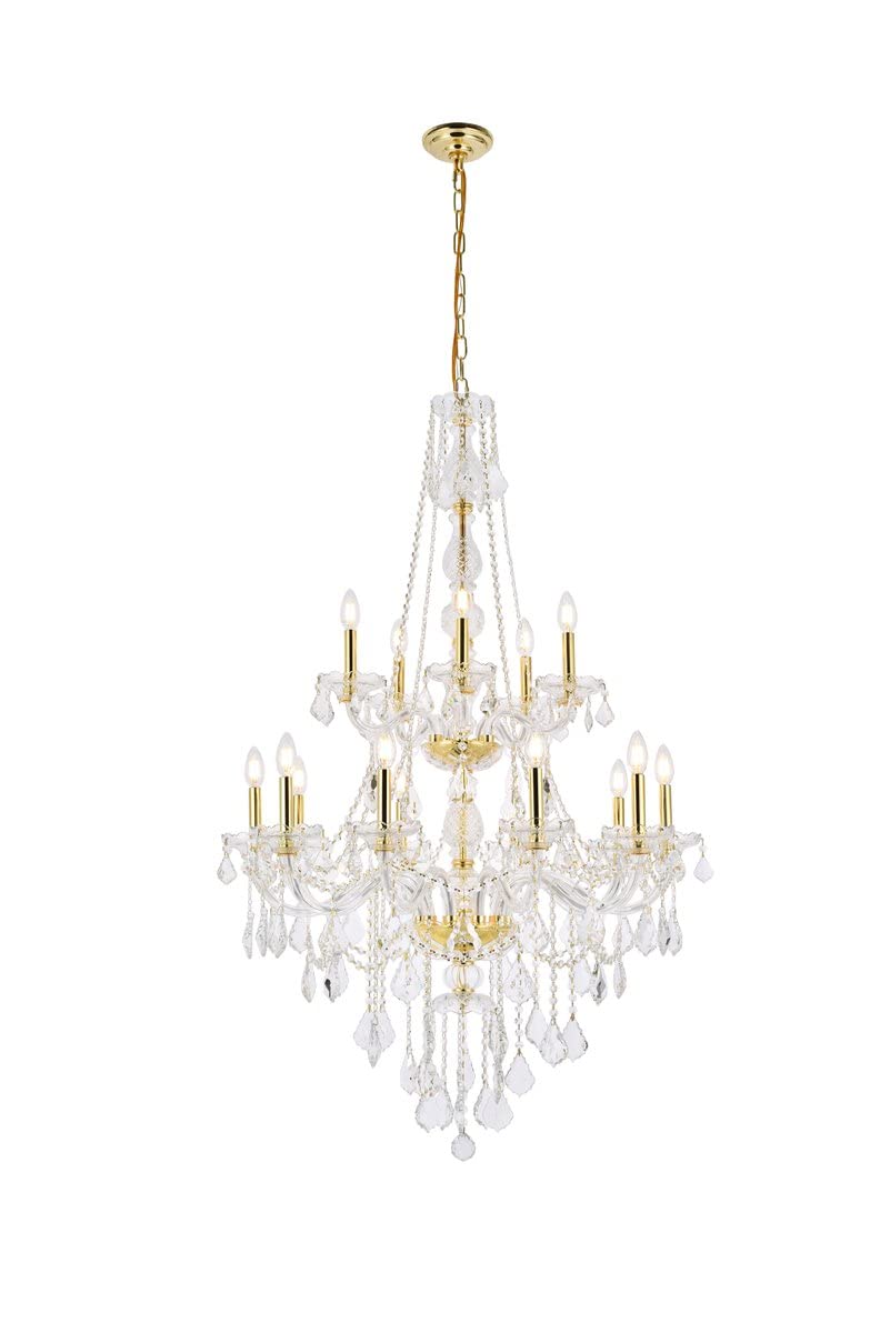 7815G33G/EC Cut Clear Crystal Verona 15-Light, Two-Tier Crystal Chandelier