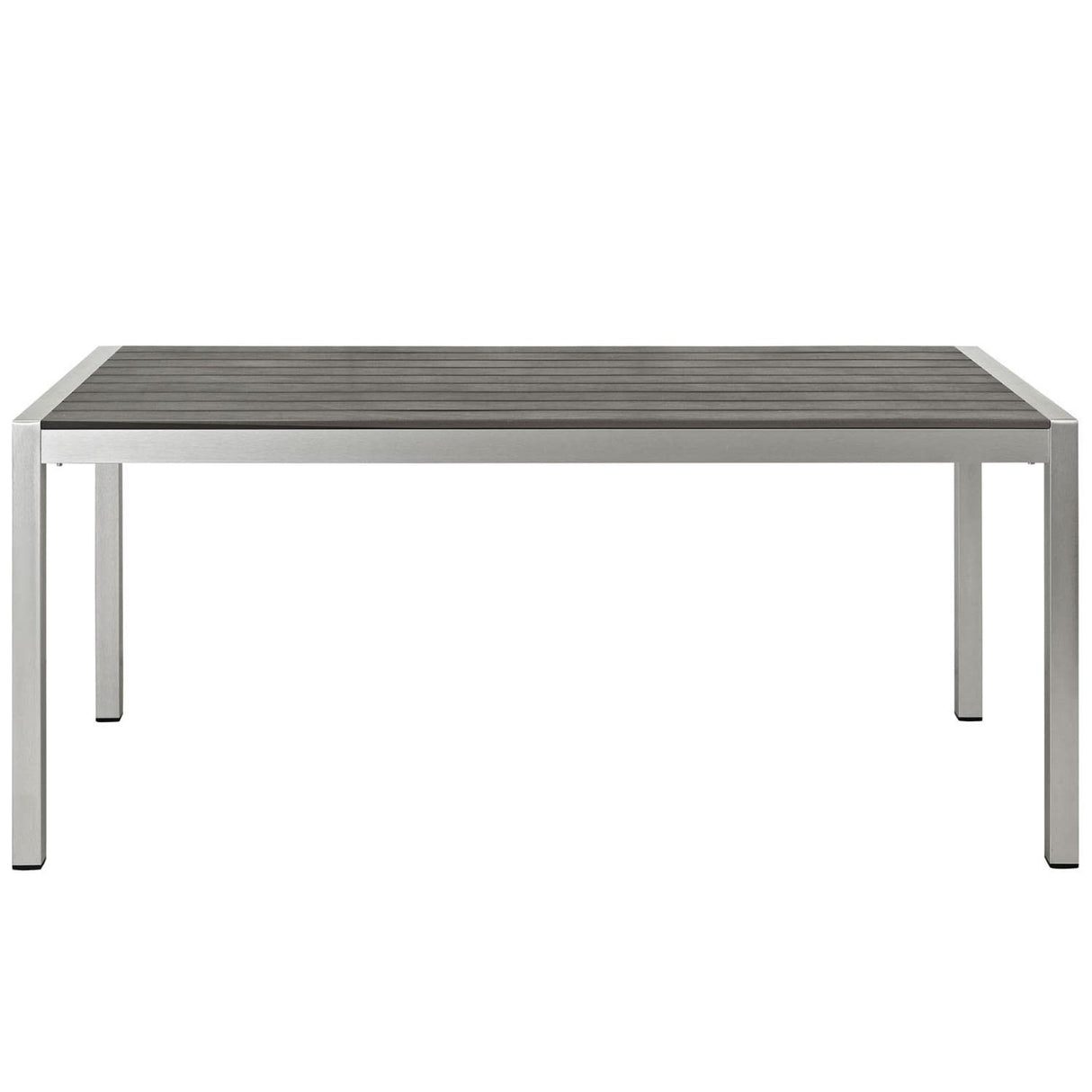 Shore Aluminum Outdoor Patio 71" Rectangle Dining Table in Silver Gray
