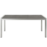 Shore Aluminum Outdoor Patio 71" Rectangle Dining Table in Silver Gray