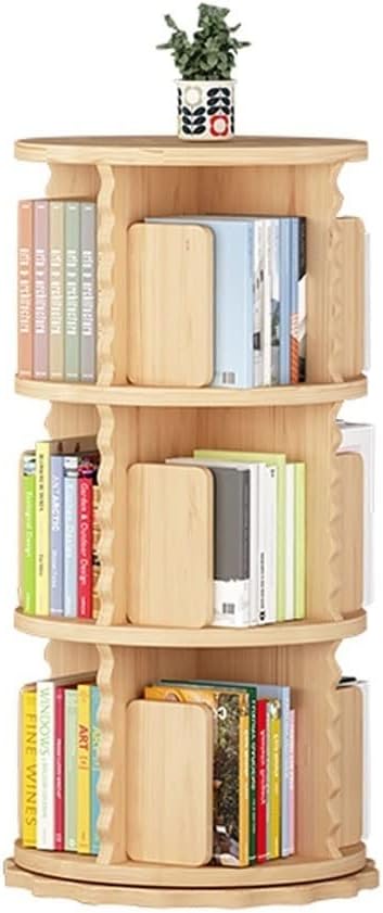 Bedroom Book Shelf Bookcase Pine Rotating Bookshelf Floor Solid Wood Simple Home