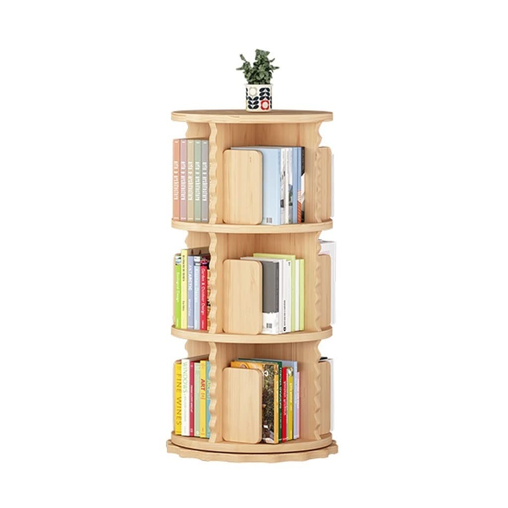 Bedroom Book Shelf Bookcase Pine Rotating Bookshelf Floor Solid Wood Simple Home