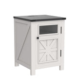 Farmhouse End Table with Charging Station, 18'' Rustic Nightstand