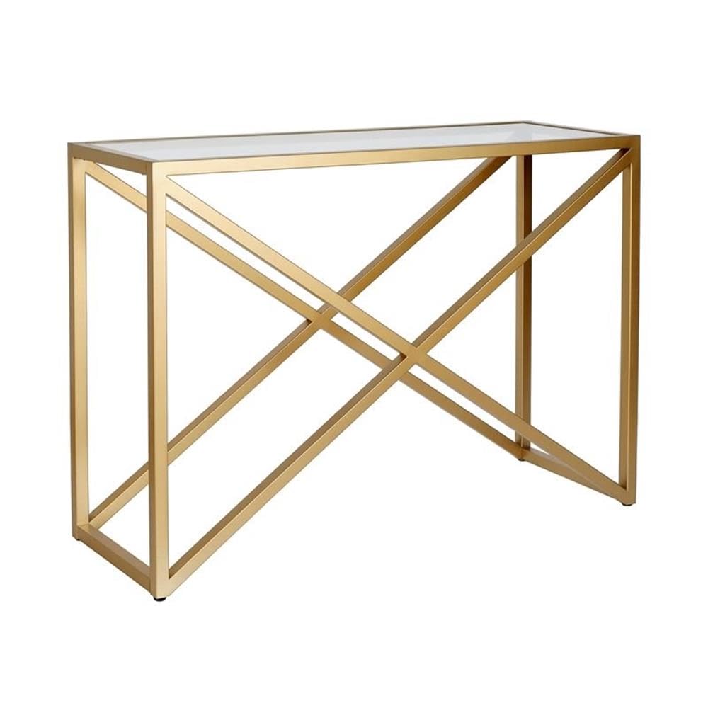 Geometric Metal Console Table in Brass