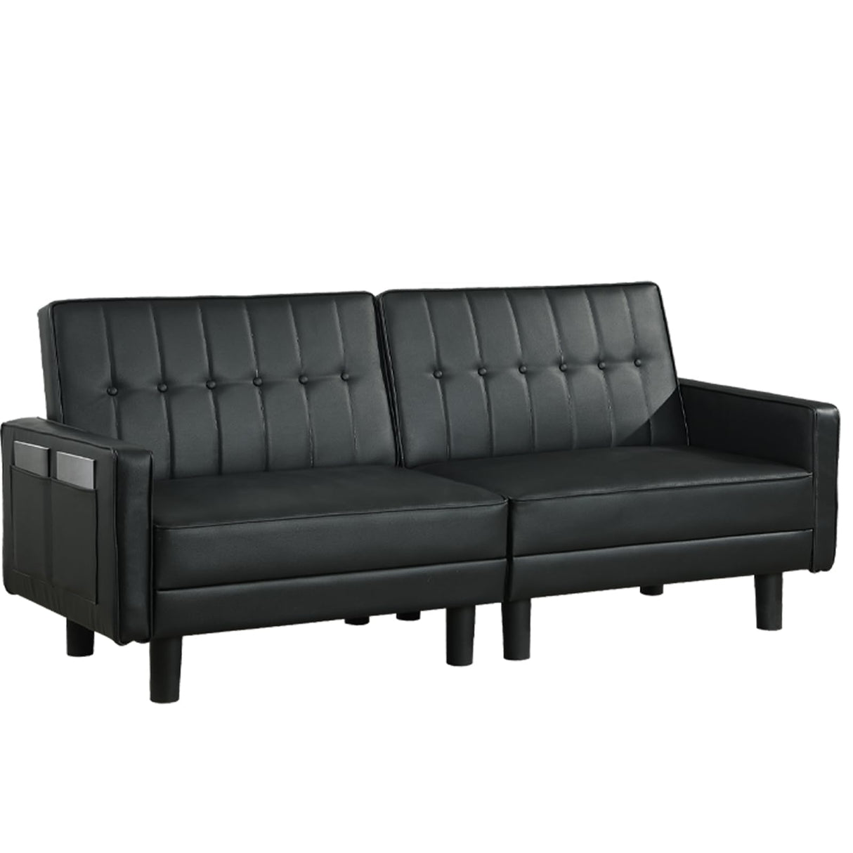 Futon Sofa Bed, Convertible Loveseat Sofa, Faux Leather Upholstered Sleeper Sofa Couch