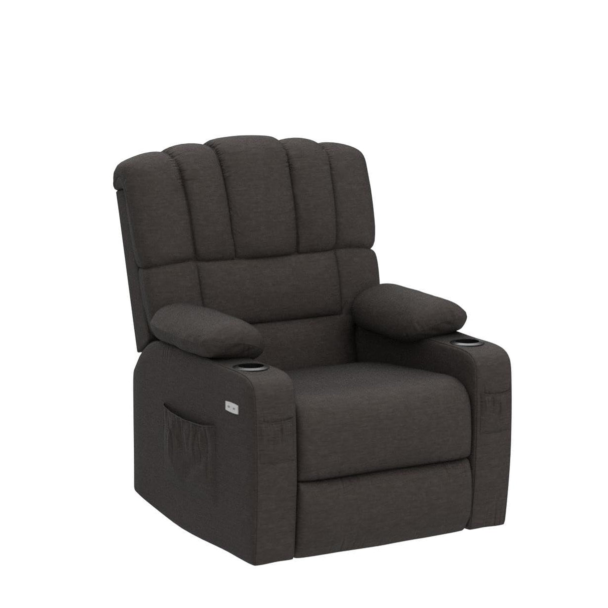 Rocker Recliner Chair with Massage and Heat, Fabric Recliner Chair,Manual Rocking Recliner Chair with 2 Cup Holders, USB Charge Port and Side Pocket,Brown