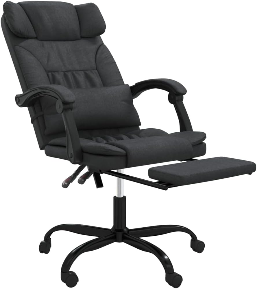 Reclining Office Chair Black Faux Leather (15.6 KG/34.32 LBS)