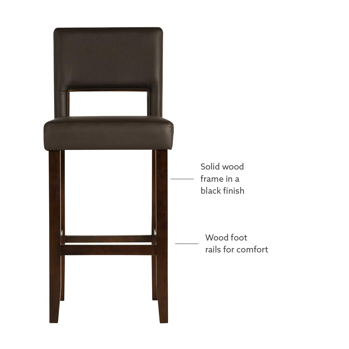 Vega Espresso Brown Barstool, 19" W x 20" D x 44.5" H