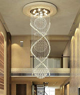 Crystal Chandelier Modern Spectacular Spiral Raindrop Luxury Flush Mount Long Chandelier