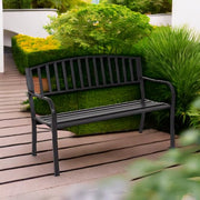 Outdoor Bench, 50” Patio Garden Bench with Steel Frame