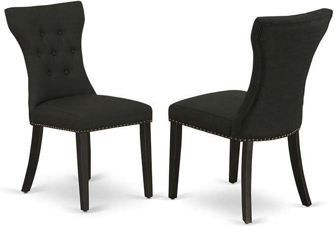 GAP7T40 Gallatin Parson Kitchen Chairs - Button Tufted Nailhead Trim Dahlia Linen Fabric Padded Dining Chairs