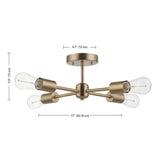 4-Light Matte Brass Flush Mount Dining Light Fixture, E26 Bulb, Ceiling Bedroom Light,