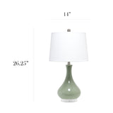 LT3312-SGE 26.25" Polished Contemporary Ceramic Tear Drop Shaped Table Lamp