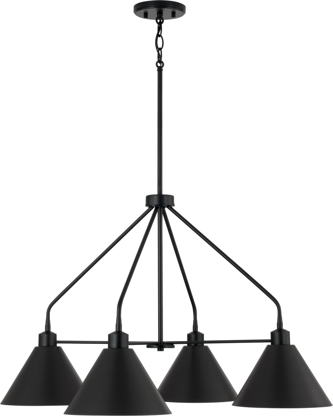 451341MB Alden Modern Industrial Metal Cone with White Interior Chandelier