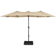 15 ft Triple-size Patio Umbrella w/Base Includedatio Parasol w/Easy Crank &