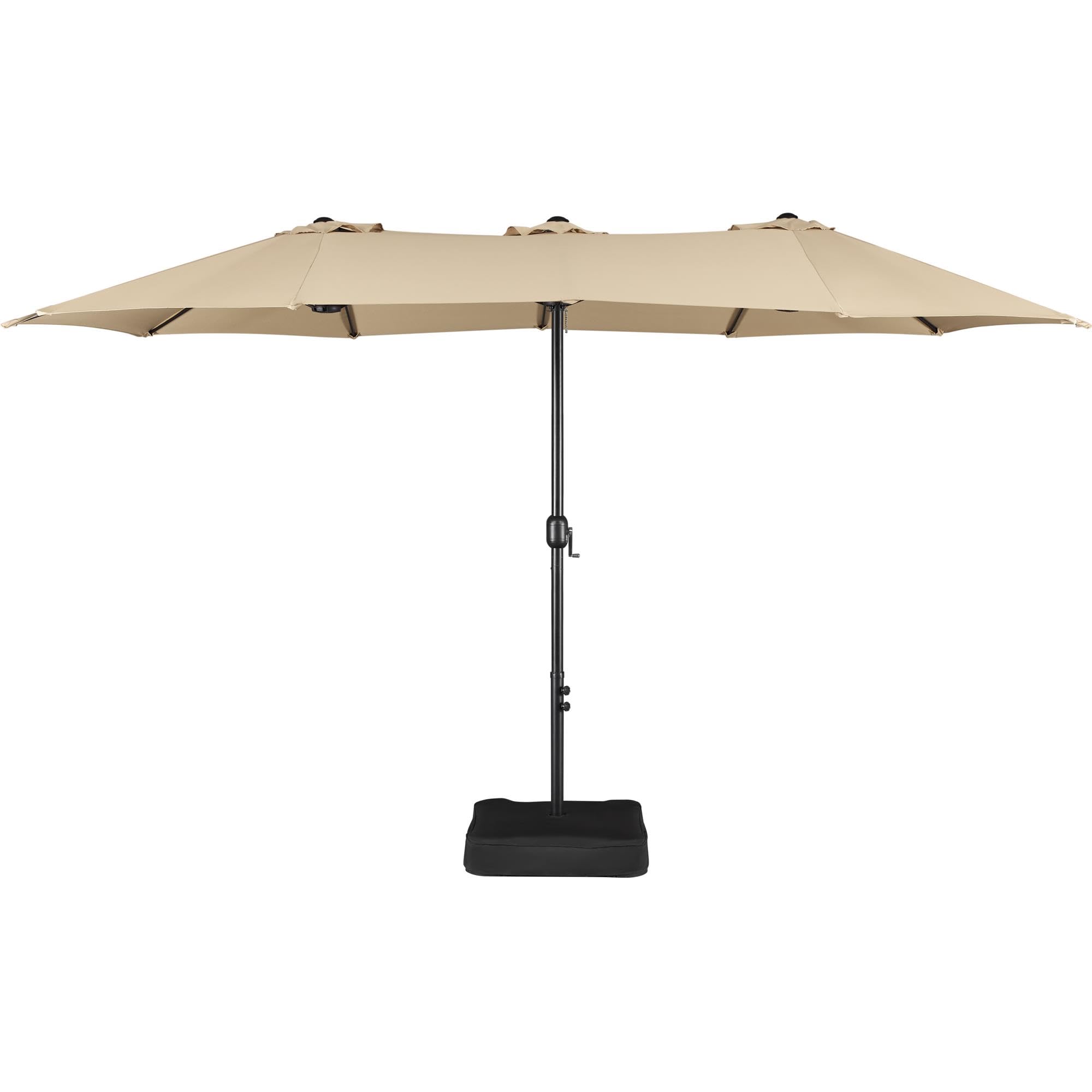 15 ft Triple-size Patio Umbrella w/Base Includedatio Parasol w/Easy Crank &
