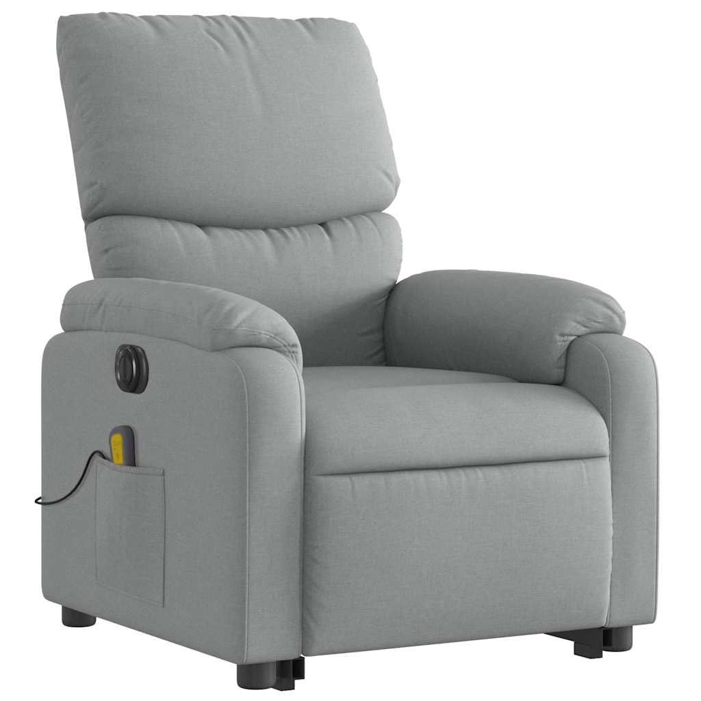 Stand Up Massage Recliner-Light Gray Fabric Chair with Power Lift & Vibration Massage, Adjustable Backrest for Living Room