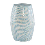 Westly Round Drum Table with Capiz Shell Finish in Light Blue/White