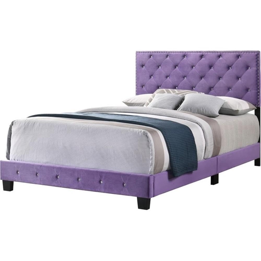 Glory Furniture Full Size Bed with Headboard, Footboard in Velvet