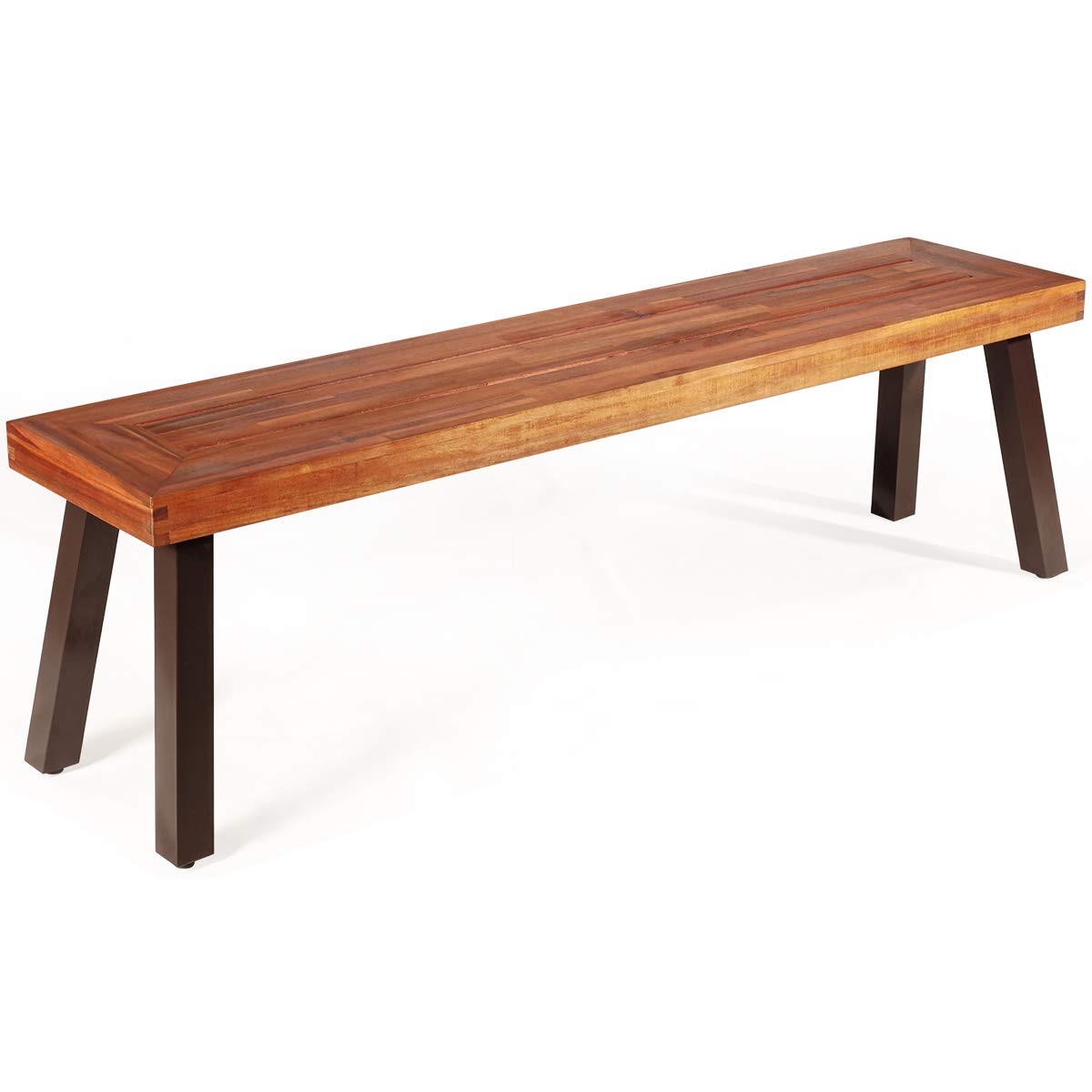 Set of 2 Outdoor Bench, Acacia Wood Patio Seating, Dining Benches