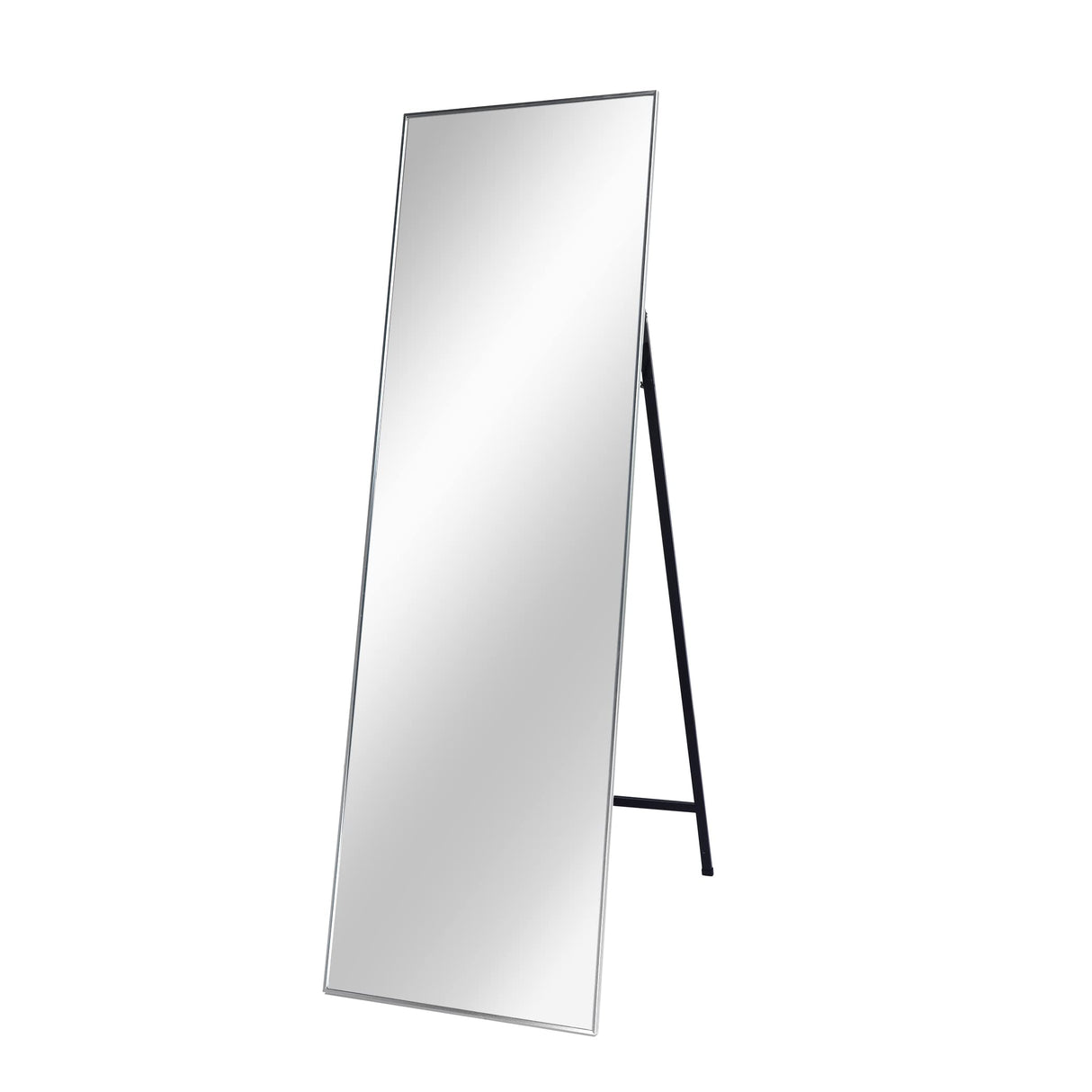 65 Inch Silver Full Length Mirror - Rectangular Standing Mirror with Aluminum Alloy Frame