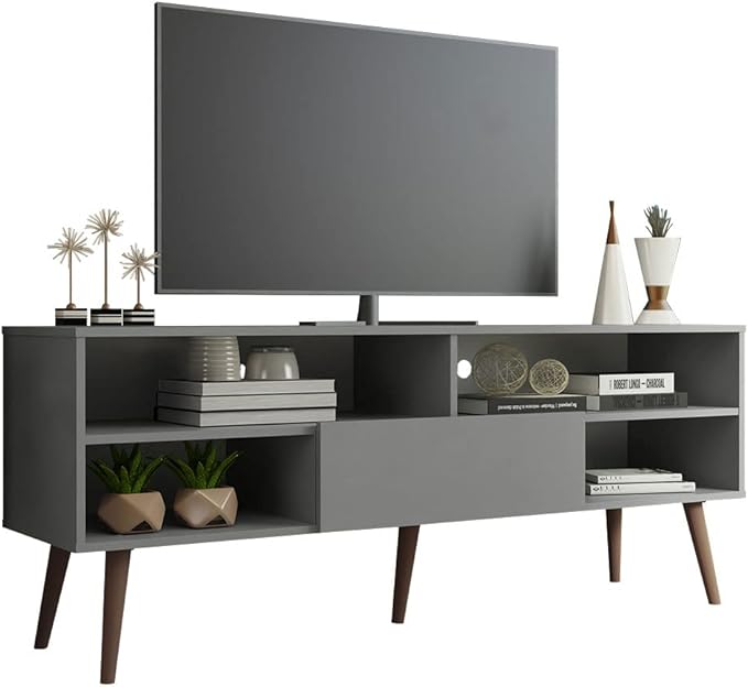 with 1 Door and 4 Shelves with Cable Management for 55, 65 Inch Media Storage Media