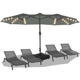 15FT Solar LED Patio Umbrella with Base,Outdoor Double-Sided Umbrella