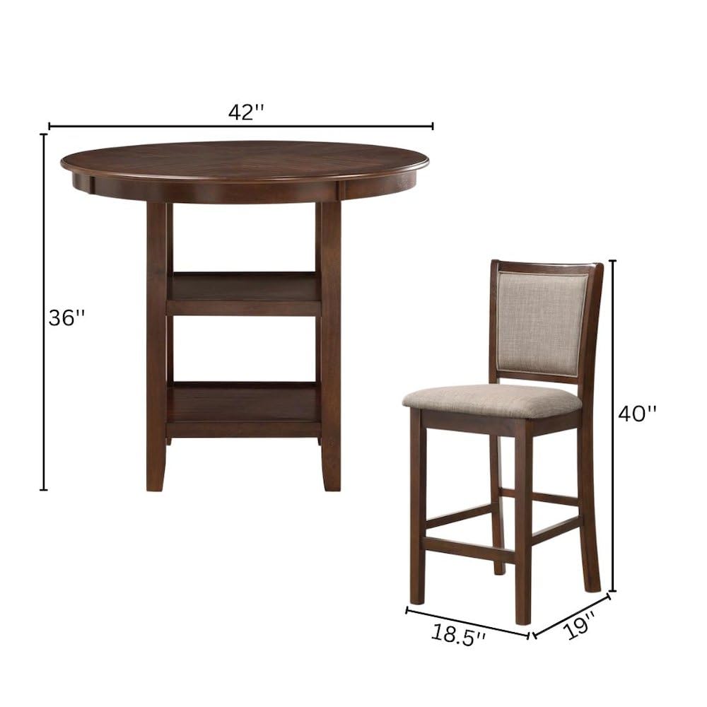 5-Piece Round Counter Height Dining Set with Storage